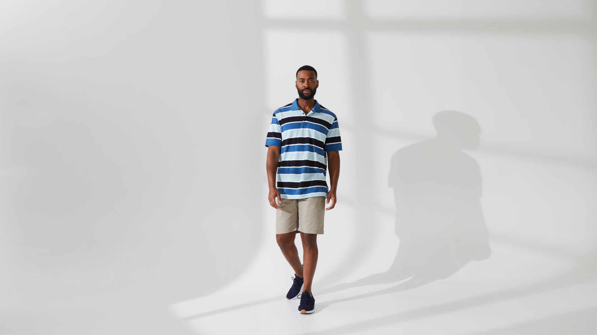 Short Sleeve Stripe Blue Polo Shirt