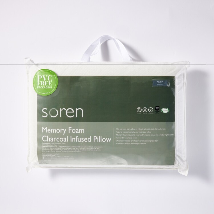 Soren Charcoal Infused Memory Foam Pillow White Standard