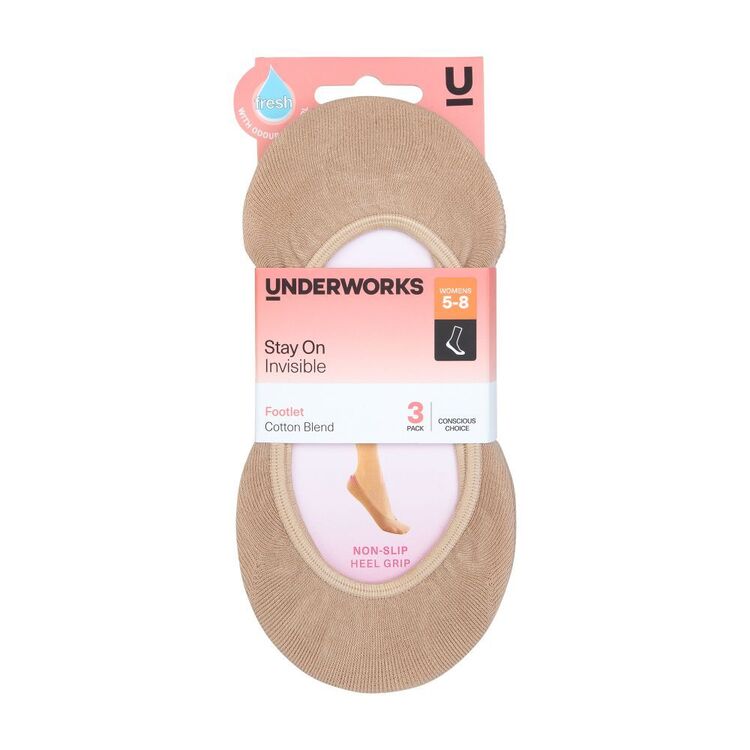Underworks Women's Invisible Footlets 3 Pack Skin | Harris Scarfe
