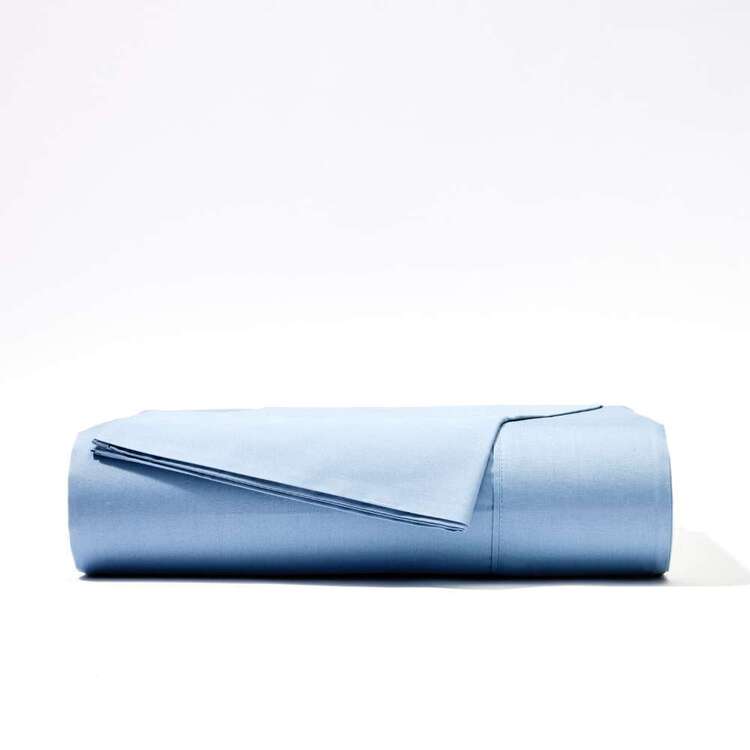 Soren 250 Thread Count Cotton Percale Sheet Set Blue Queen | Harris Scarfe