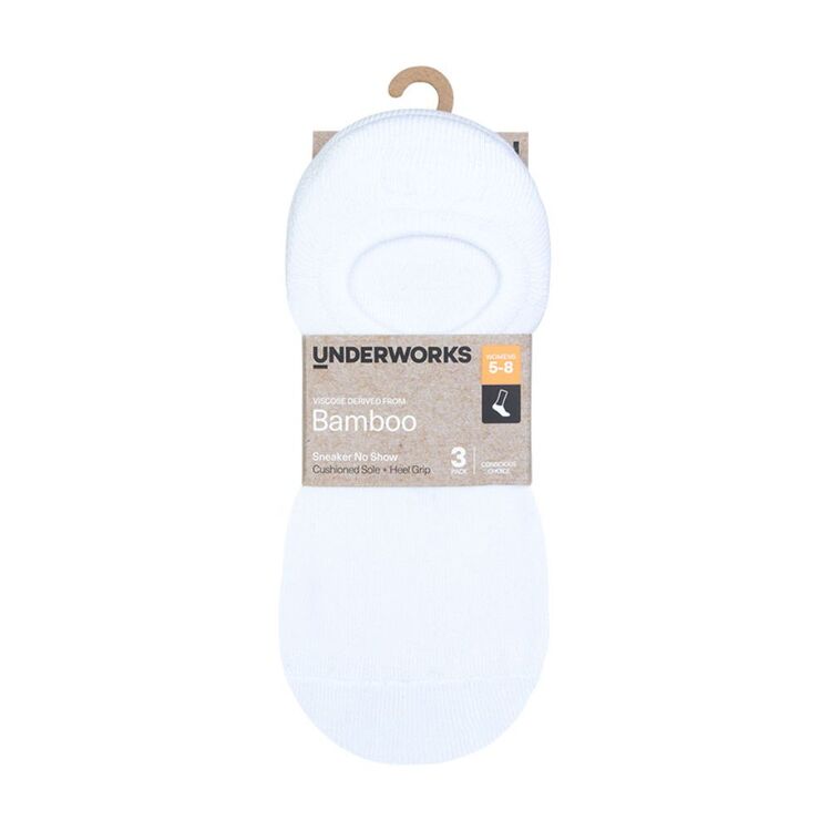 Underworks Women's Bamboo derived Viscose No Show Socks 3 Pack White ...