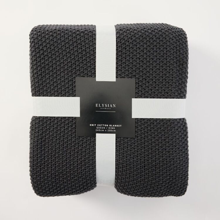 Elysian Knit Cotton Blanket Asphalt - Main Image