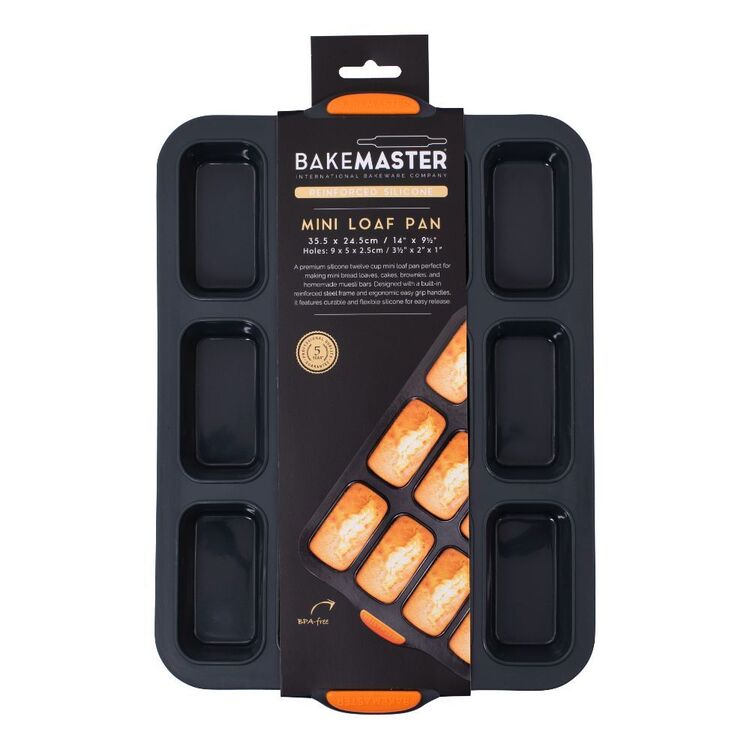 Bakemaster 35 x 24 cm Silicone 12 Cup Mini Loaf Pan