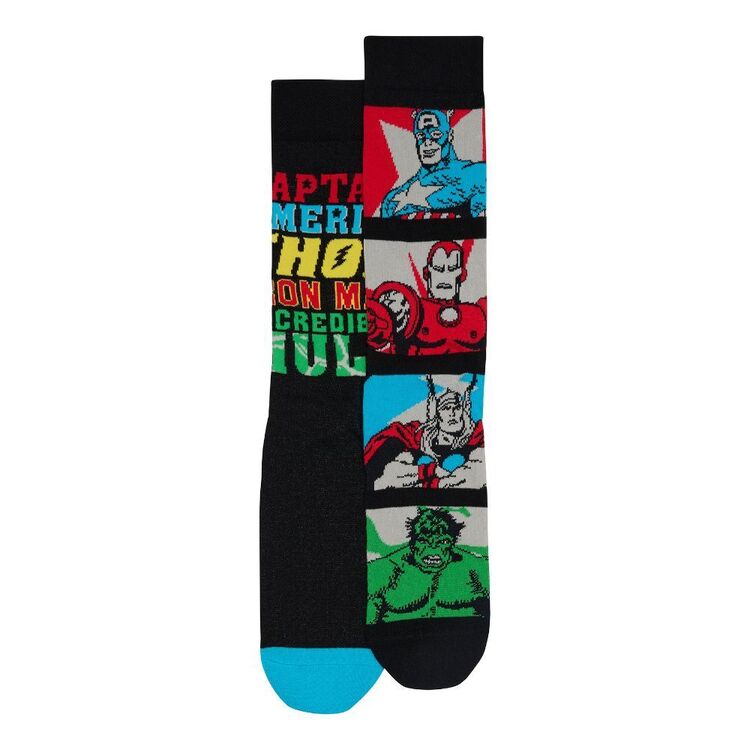 Rio Men's Licensed Marvel Crew Sock 2 Pack Black Multicoloured