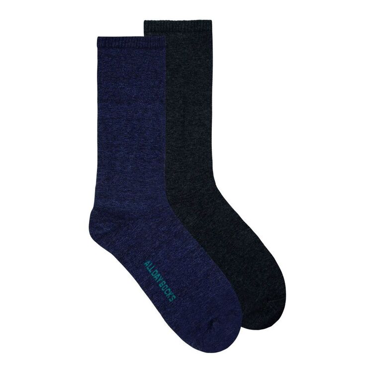 Underworks Men's All Day Lightweight Crew Socks 2 Pack Navy & Grey ...