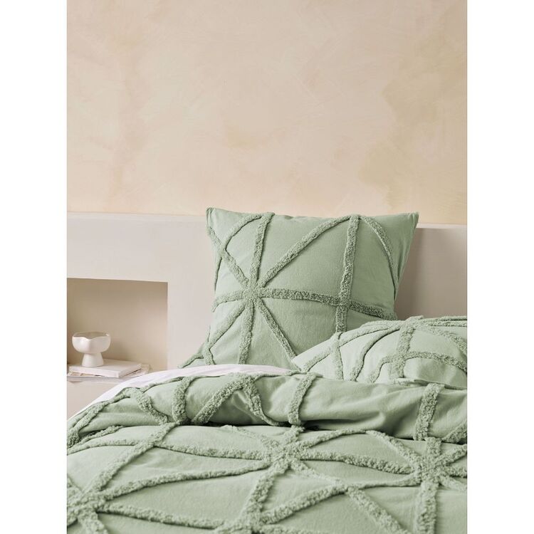 Linen House Clyde Cotton European Pillowcase Aloe