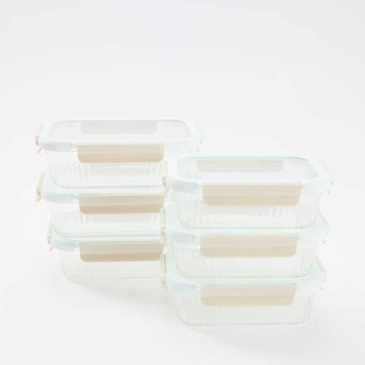 Smith + Nobel 6-Piece Ribbed Glass Food Container Set Clear 6 Piece
