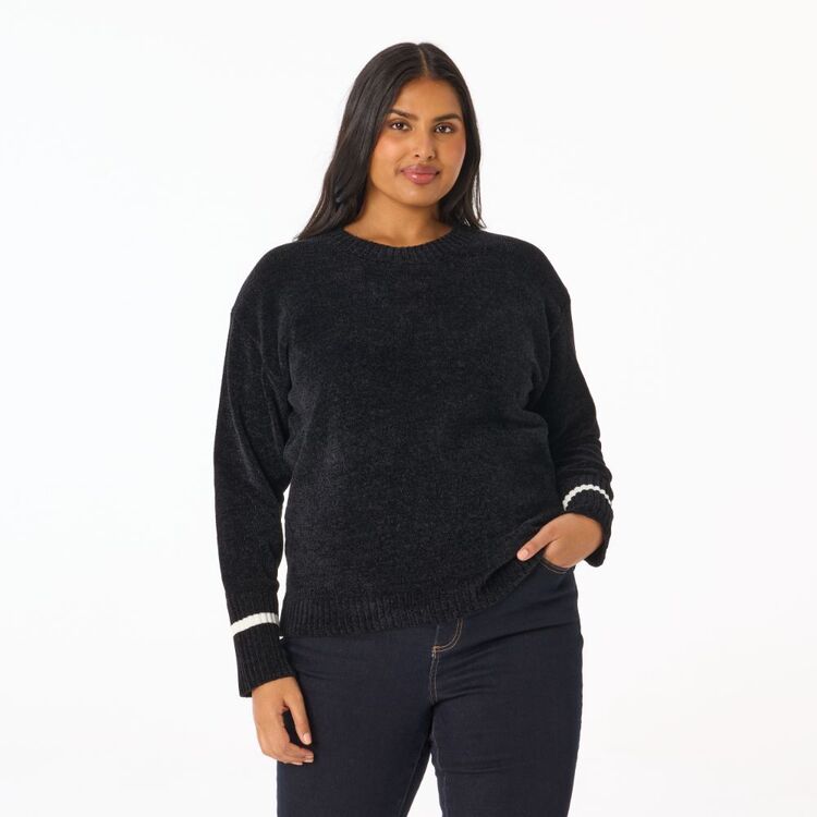 Urban Classics Chenille Pullover Damen Black Chenille Jumper
