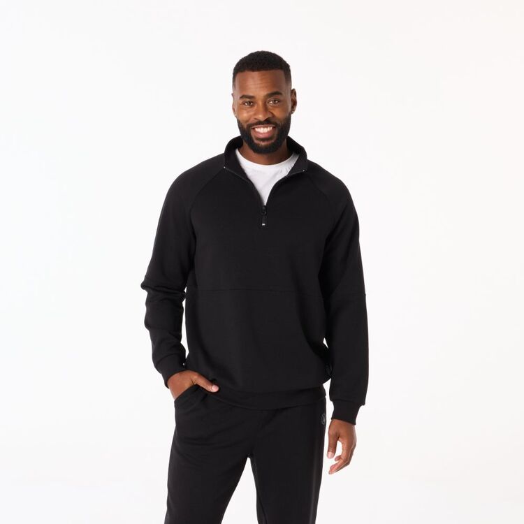 NMA Men's Quarter Zip Colour Blocked Scuba Fleece Black