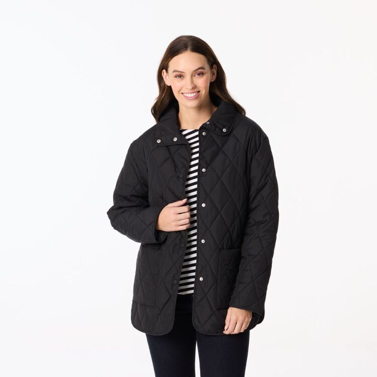 Khoko Collection Women's Light Weight Quilted Jacket Black 10