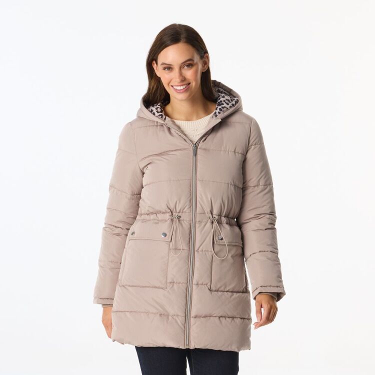 Khoko Collection Women's Long Puffer Coat Mushroom 14