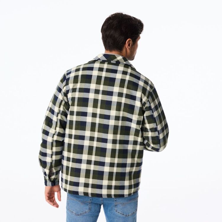 JC Lanyon Men's Eltham Quilted Flannelette Jacket Dark Green