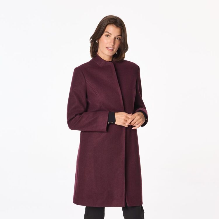 Jane Lamerton Women's Notch Neck Coat Plum