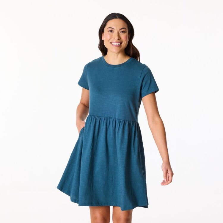 Khoko Collection Women's Slub T-shirt Dress Petrol