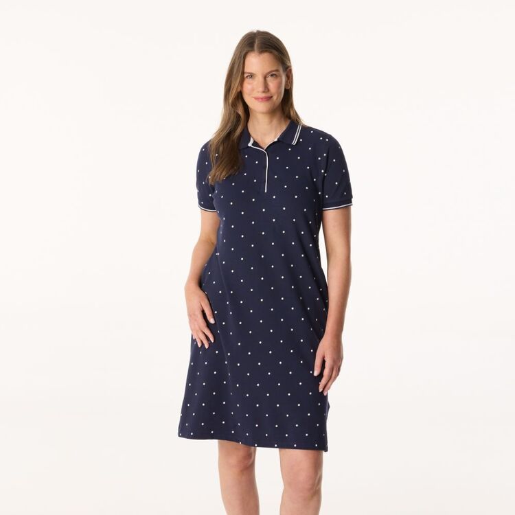 Khoko Collection Women's Polo Dress Blue Spot