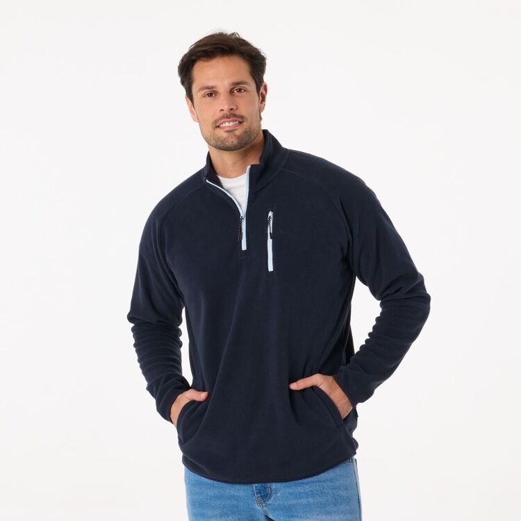 JC Lanyon Men's Fenner Quarter Zip Polar Fleece Pullover Navy