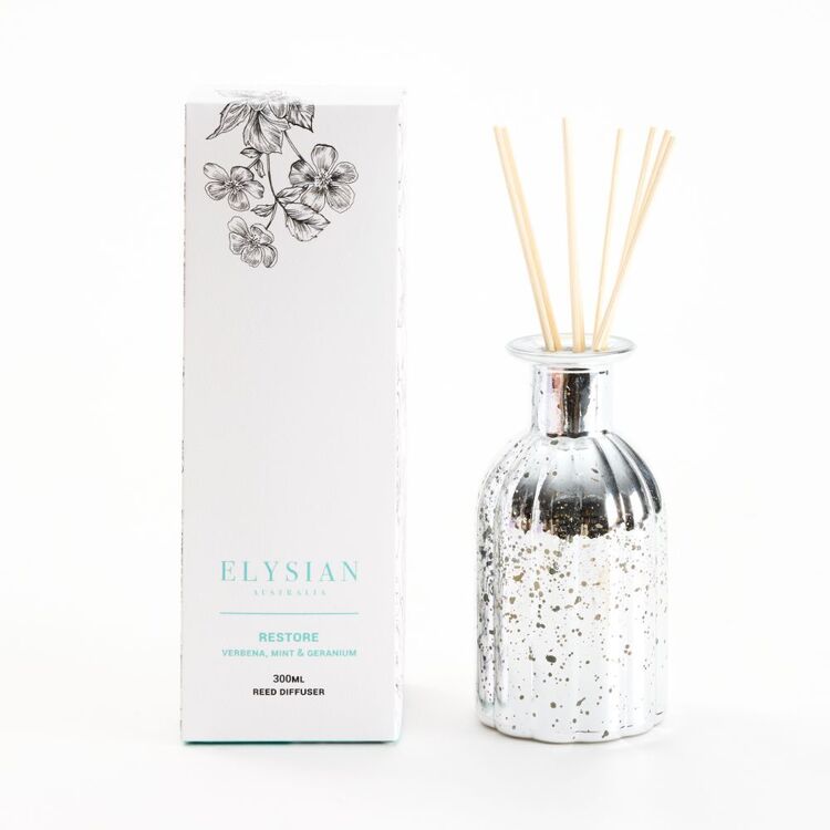 Restore Reed Diffuser Elysian Restore 300ml Reed Diffuser Silver 300 mL | Harris Scarfe