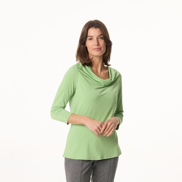 Jane Lamerton Women's Plain Jersey Cowl Neck Top Apple