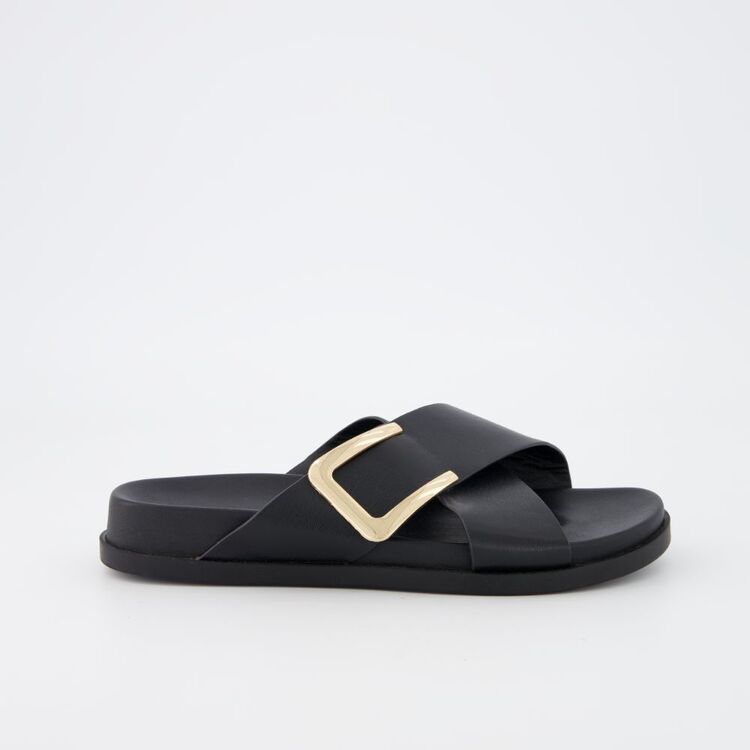 Khoko Women's Aura Footbed Slide With Buckle Black