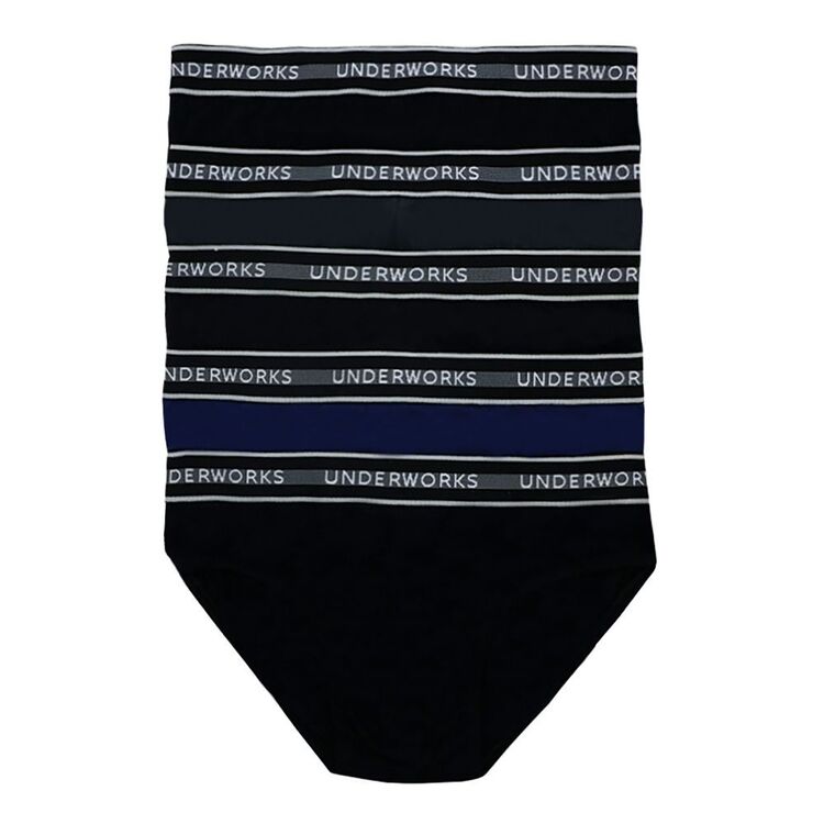 Underworks Men's Brief 5 Pack Black Charcoal Navy | Harris Scarfe