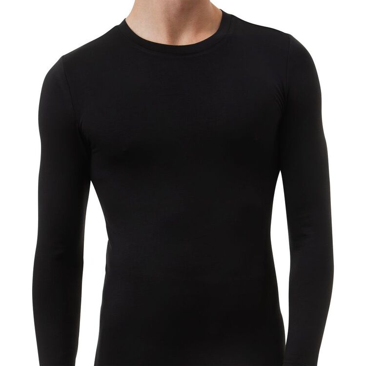 Underworks Men’s Heat Retention Long Sleeve Thermal Top Black | Harris ...