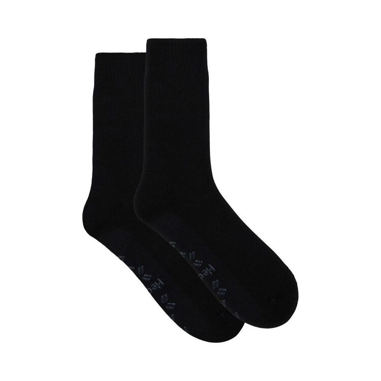 Underworks Men’s Heat Bods Brushed Crew Socks Black & Charcoal | Harris ...