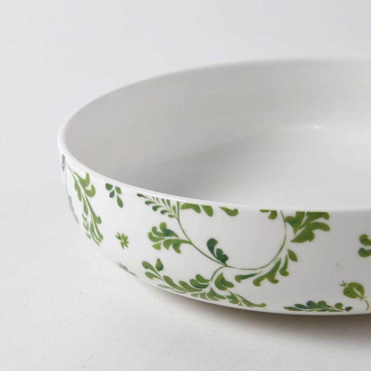 Scarfe Soren Saydie 28 cm Serving Bowl White & Green | Harris Scarfe