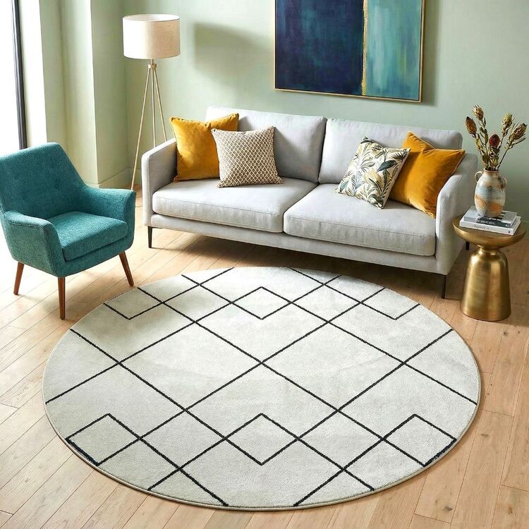 Off White Rug Roumd Rug Culture Paradise Diego Round Rug Off-White | Harris Scarfe