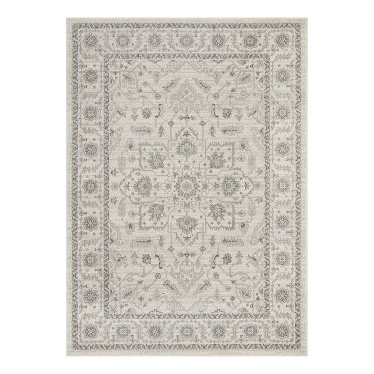 White Boarder Rug Rug Culture Vintage Border Polypropylene Rug White | Harris Scarfe
