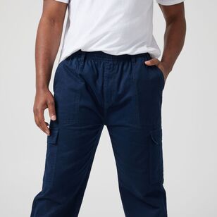Savane Men's Panama Elastic Waist Zipfly Cargo Pants Navy