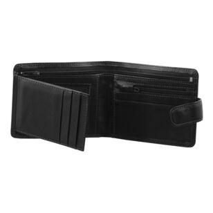 Milleni Men's Tab Wallet With Coin Zip & Fold Out Black