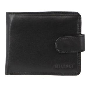 Milleni Men's Tab Wallet With Coin Zip & Fold Out Black