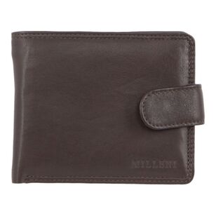 Milleni Men's Tab Wallet With Coin Zip & Fold Out Brown