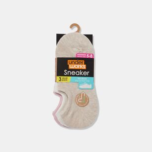 Underworks Women's Sneaker Socks 3 Pack Pink & Cream 5 - 8