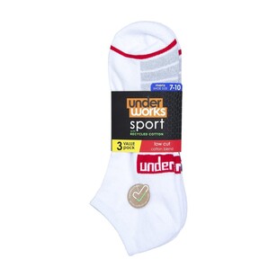 Underworks Men's Low Cut Sport Socks 3 Pack White