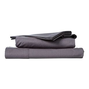 Linen House 300 Thread Count Cotton Sheet Set Charcoal King Bed