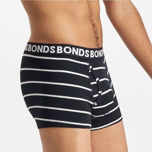 Bonds Men's Everyday Trunk Stripe 3 Pack Black & Blue Grey