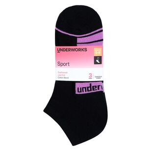 Underworks Women's Sport Low Cut Sock 3 Pack Black | Harris Scarfe
