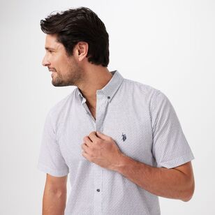 U.S. Polo Assn. Men's Big Dot Print Short Sleeve Shirt Blue