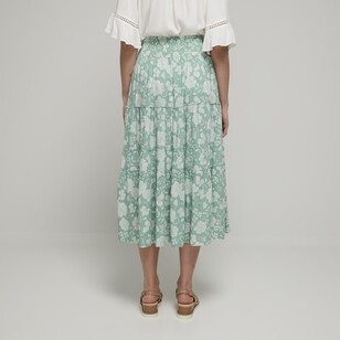 Khoko Collection Women's Tiered Viscose Skirt Green