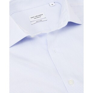Van Heusen Men's Tailored Mini Check Long Sleeve Shirt Blue