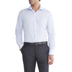 Van Heusen Men's Tailored Mini Check Long Sleeve Shirt Blue