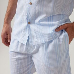 Nic Morris Men's Poplin Short PJ Set Blue & Stripe