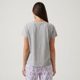 Sash & Rose Women's Cotton Short Sleeve Sleep Tee Grey
