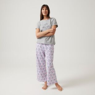 Sash & Rose Women's Cotton Short Sleeve Sleep Tee Grey