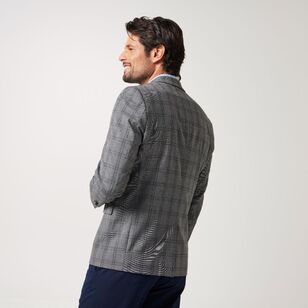 Brooksfield Men's Textured Check Stretch Blazer Grey