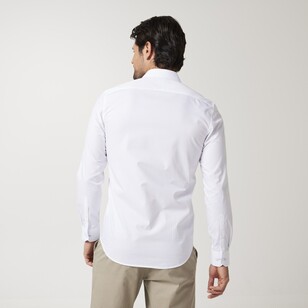Brooksfield Men's Textured Easy Care Long Sleeve Dress Shirt White