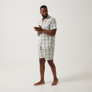 Nic Morris Men's Cotton Poplin Short PJ Set Green & Grey
