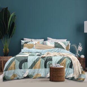 Odyssey Living Green Geo Cotton Quilt Cover Set Green