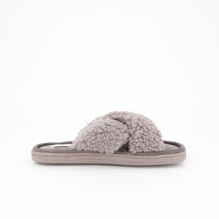 Grosby Women's Invisible Curly Cross Slipper Grey